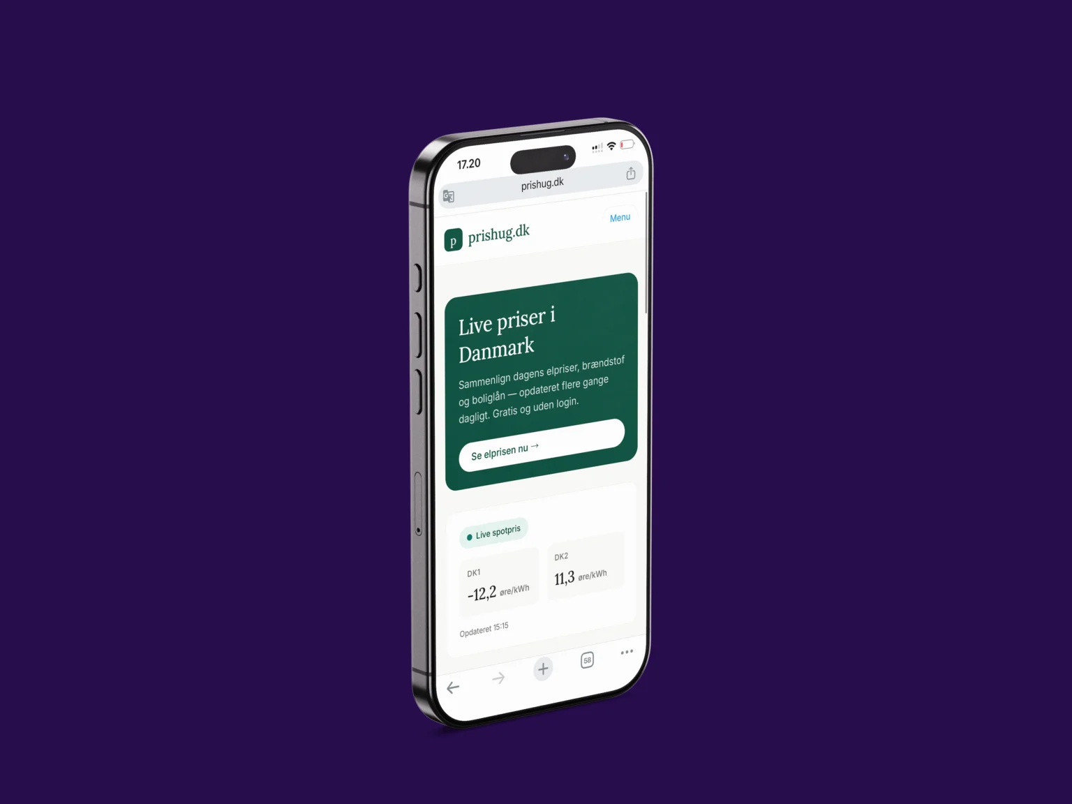 Prishug.dk vist på en iPhone