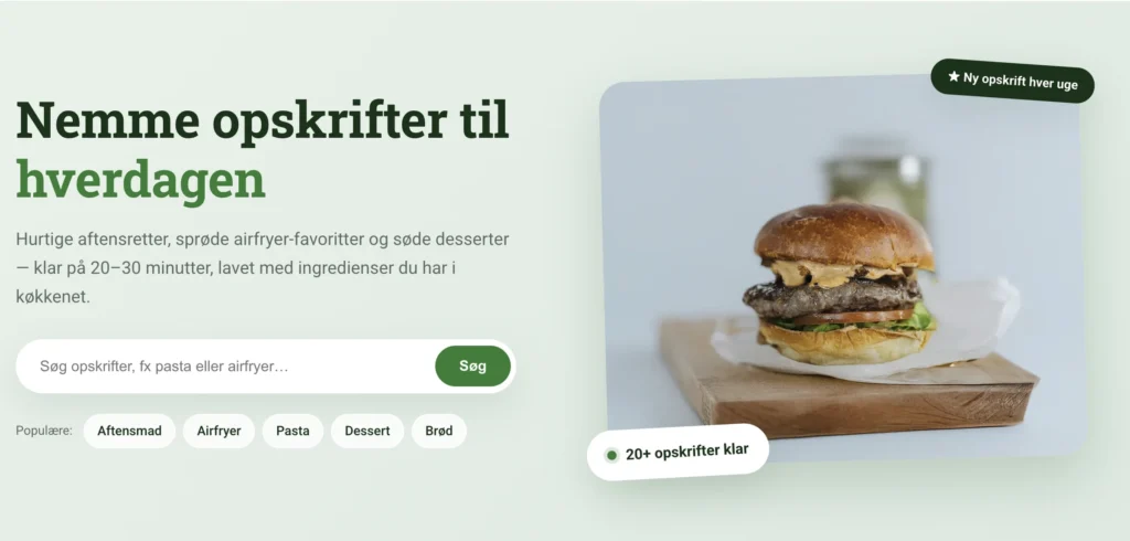 Hallofood.dk - Fra blank tavle til fuldt opskriftsunivers 2 hallofood hero
