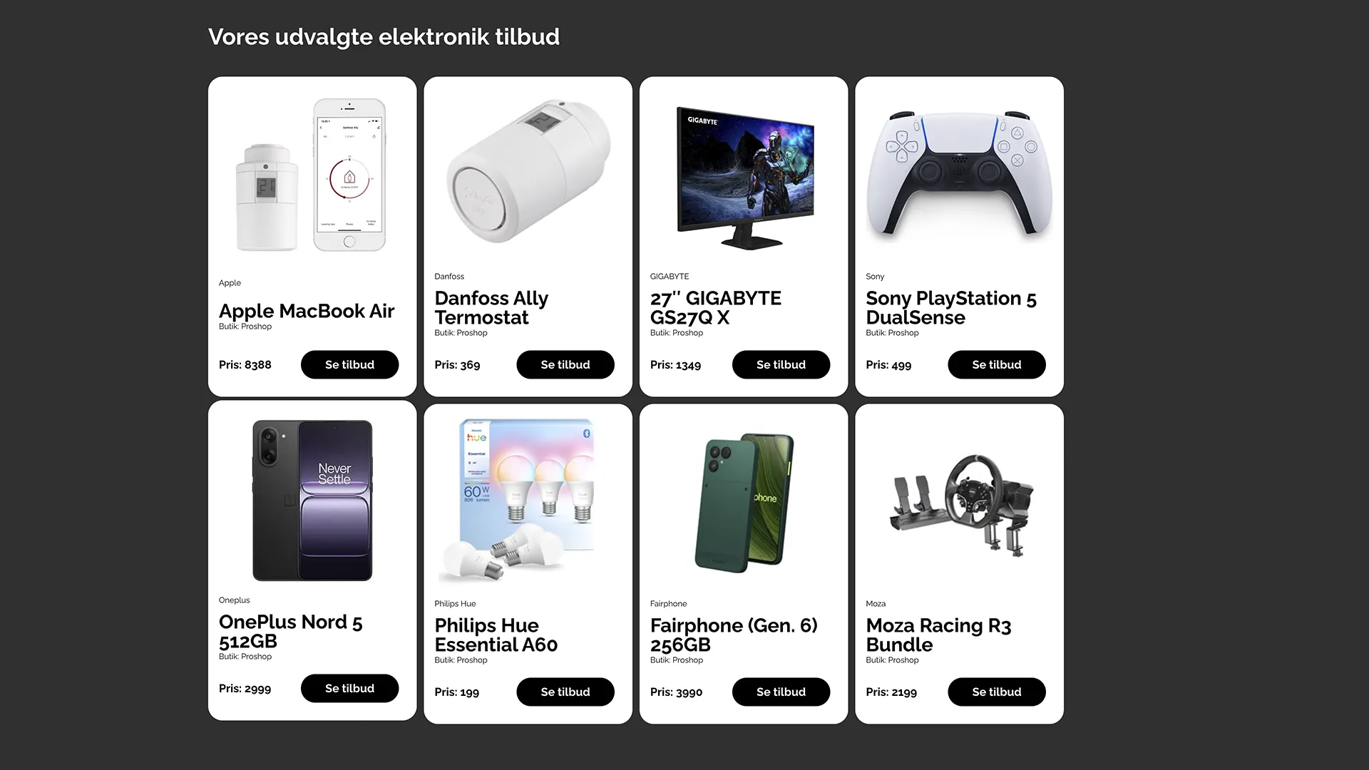 Eksempel på en WordPress webshop bygget af Webza